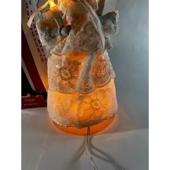 Vintage Lighted Angel Christmas Tree Topper Works Porcelain Face in Original Box - Picture 8 of 16